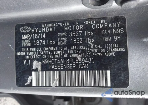 2014 Hyundai Accent Gls z USA, uszkodzony, nr VIN KMHCT4AE8EU689481